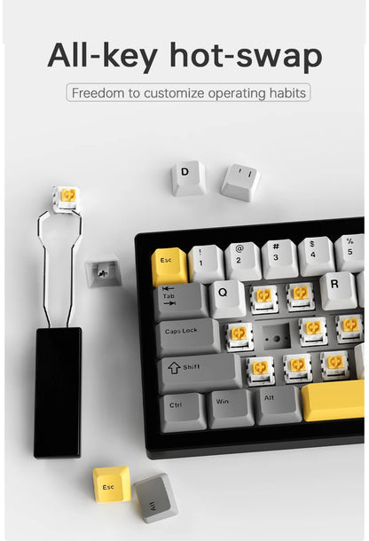 New AJAZZ AK650 Wireless Mechanical Keyboard Bluetooth Triple Mode Customized Game Gasket with Screen Gaming Wired Gift