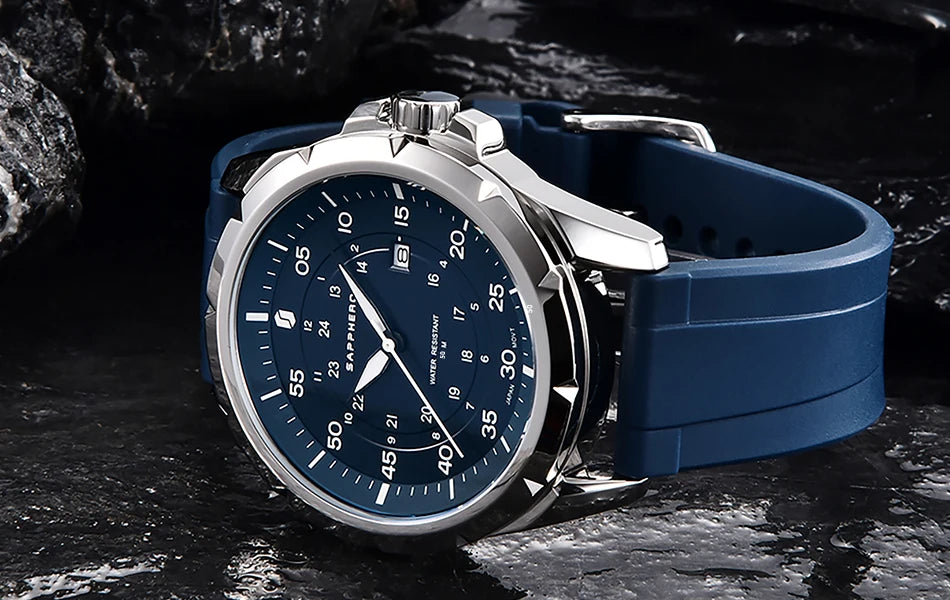 Orologio da uomo SAPPHERO – Orologio al quarzo di lusso, impermeabile fino a 50 m, dotato di un meccanismo importato e di una cassa in acciaio inossidabile – Un’idea regalo ideale per l’uomo.