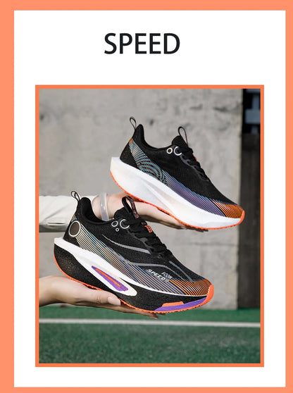 Unisex Carbon Board Running Shoes Professional Marathon Lightweight Bouncing Pad Breathable Ladies Stable Support Sports Shoes