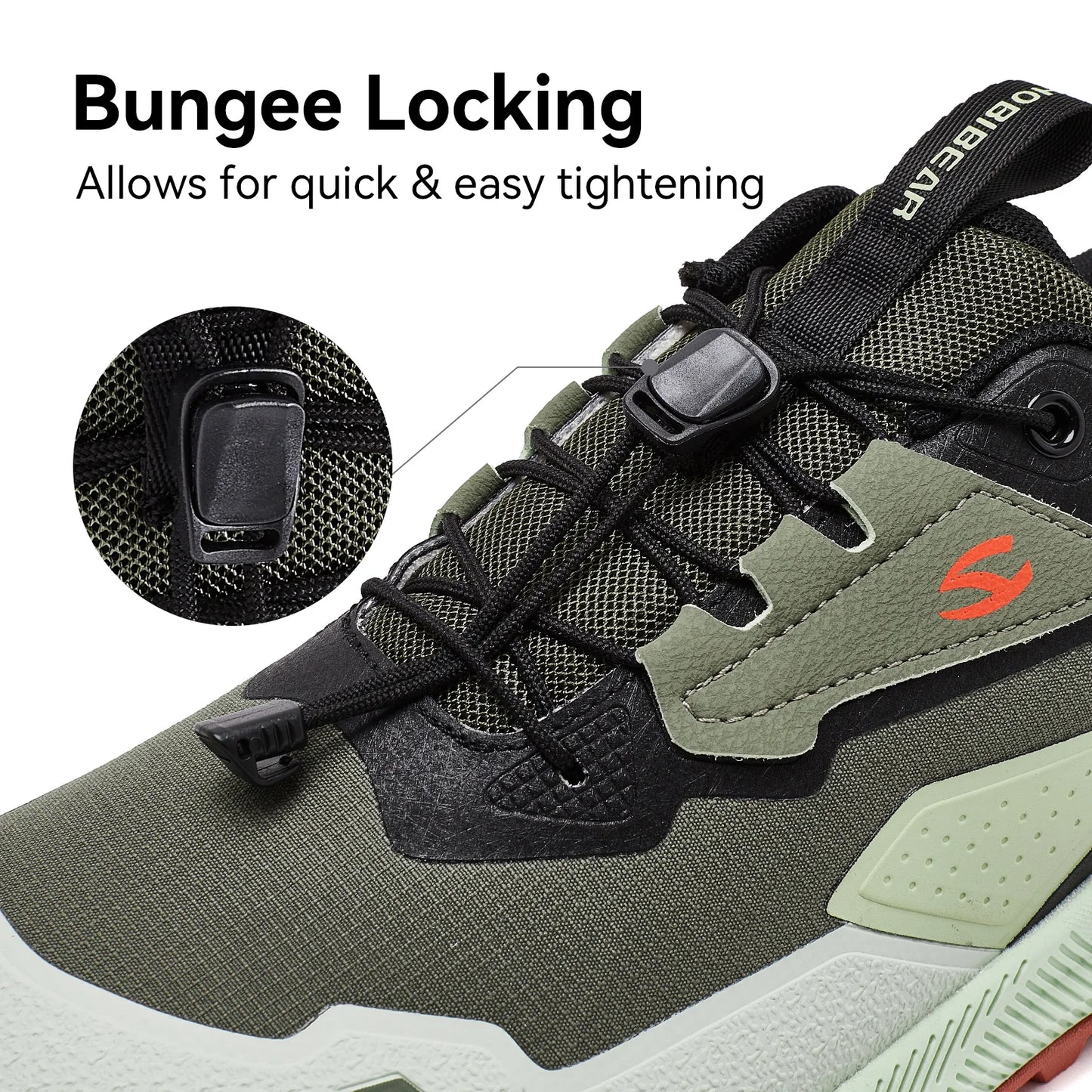 HOBIBEAR Unisex Running Shoes Elastic Band Hiking Sneakers Lightweight Breathable Casual Shoes