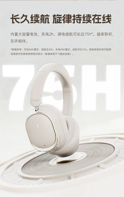 FiiO EH13 Headphones Over Ear Wireless Bluetooth Dynamic ANC Noise Reduction LDAC HiFi Audio Long Battery Life Game Headset Gift