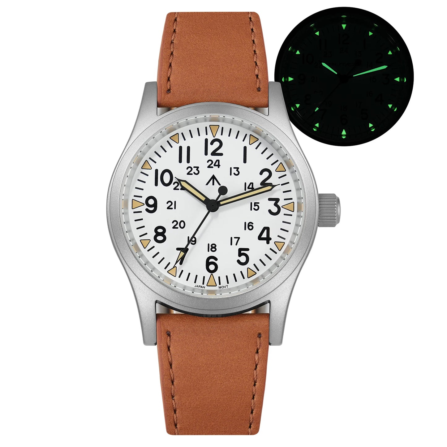 Militado ML05 38mm Men Watch VH31 Quartz Military Watches Domed Sapphire AR Coating 100m Waterproof Stainless Steel Wristwatch