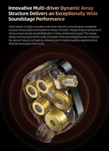 KZ Decet 5DD Dynamic Drive Earphones Adjustable Earbuds 10 Unit Upgraded Drive HIFI in Ear Wired Music Headphones 2PIN Cables