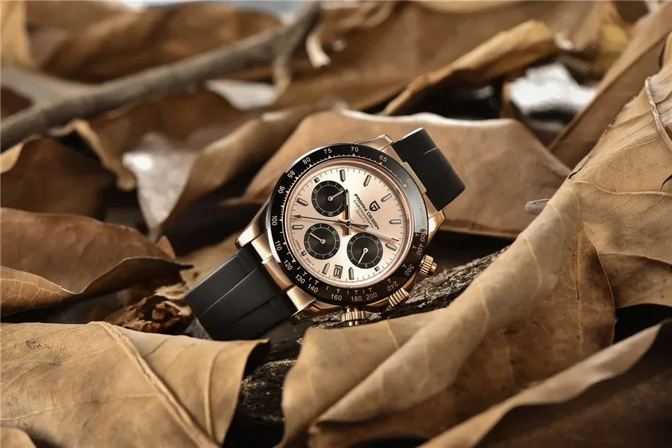 Originale neue PAGANI DESIGN PD-1664 Luxus-Herrenuhr mit japanischem VK63-Quarzwerk, Saphirglas, wasserdichtem Chronographen, Gold