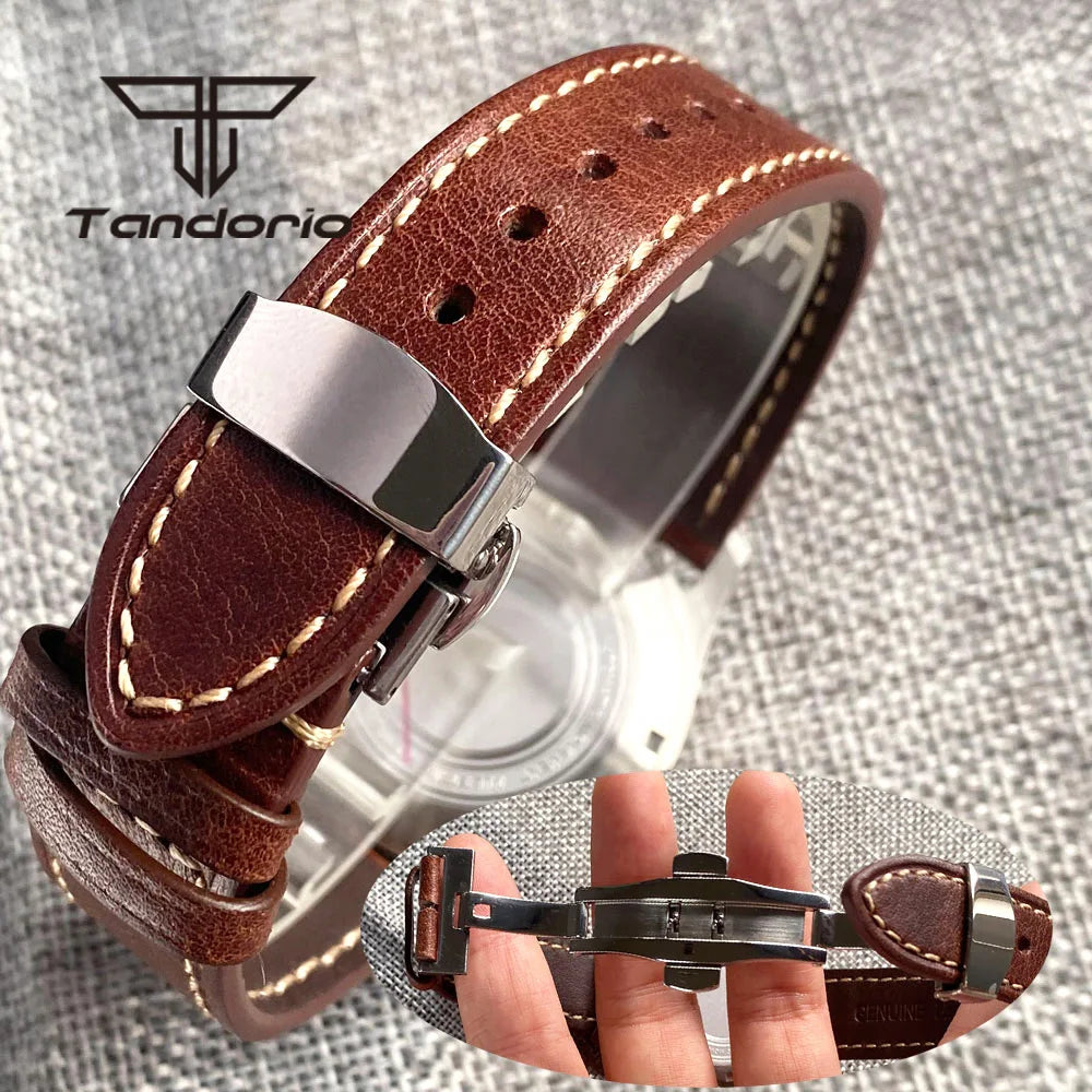Tandorio 36mm Fashion 20BAR automatische Taucher- und Pilotenuhr für Herren und Damen, NH35/PT5000/Miyota8215 Uhrwerk, Saphir-Armbanduhr, grüne Leuchtmasse