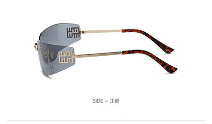 High End Sunglasses Women Rimless Curved Sun Glasses for Eye Protection and Sunscreen Travelling Hiking Shades Gafas
