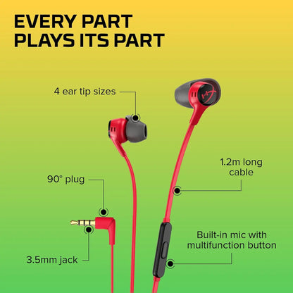 Original HyperX Cloud Earbuds II Wired Gaming Earphone 3.5mm Microphone Multi-Function Button FOR PC Mobile Nintendo Switch