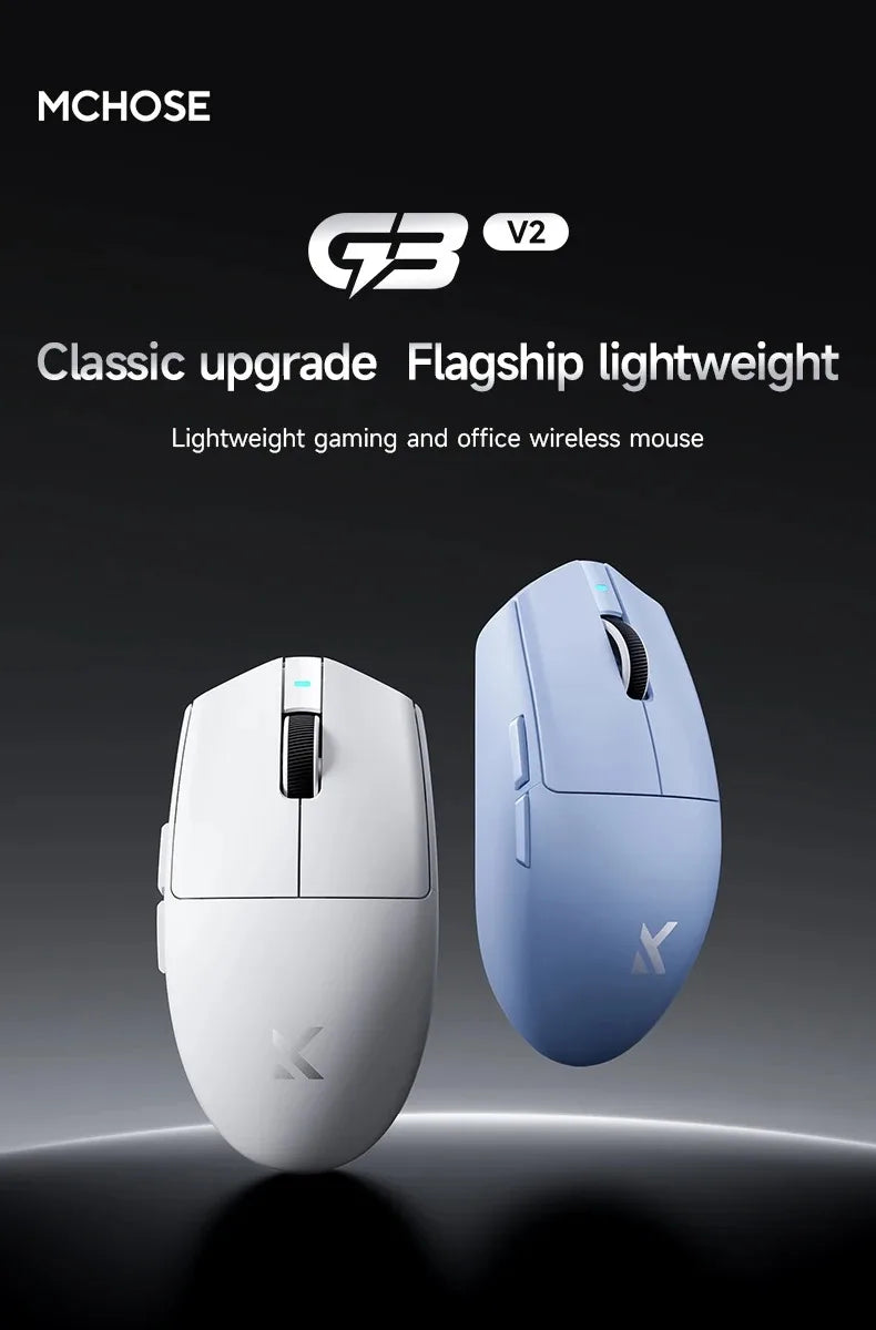 MCHOSE G3 V2 Pro Wireless E-sports Mouse Lightweight Three Mode Bluetooth PAW3395 High Performance 800mAh Game Office 59g Mouse