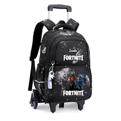 Fortnite Trolley Bag Easy Stair Climbing Anime Waterproof Wheeled Backpack Large Capacity Student Schoolbag Casual Travel Bag