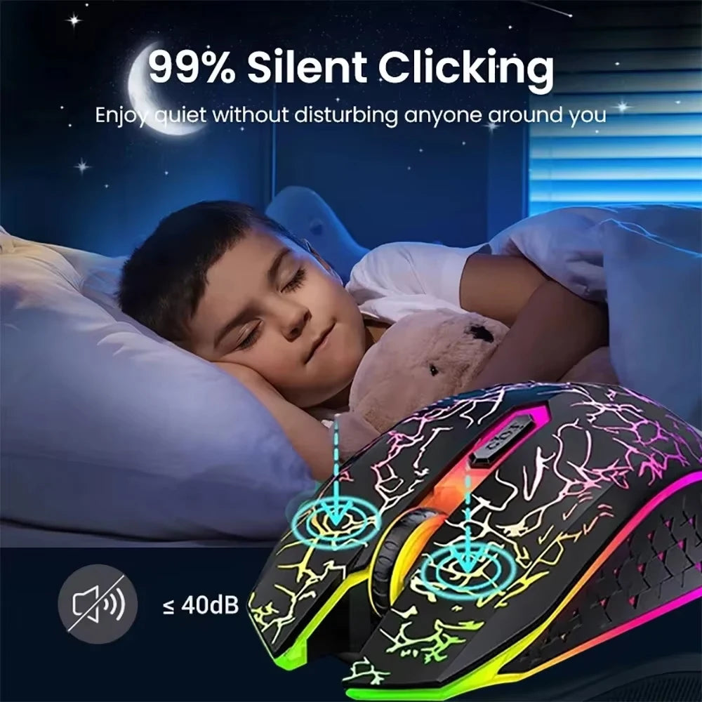 RGB Gaming Mouse 2.4G Wireless Mouse Bluetooth Mouse 1600DPI 6 Mute Buttons Mice Ergonomic Dual-Mode Office Mice For MacBook PC