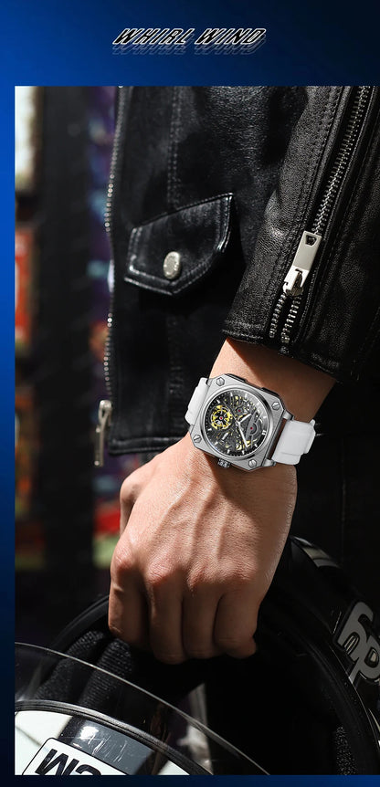 BINBOND mechanical wristwatches for men luxury luminous waterproof automatic accurate tourbillon men's watch skeleton reloj