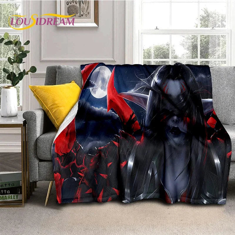 WOW, World of Warcraft Demon Hunter, Lich King, pătură din flanel pentru pat, dormitor, canapea, picnic, pătură pentru exterior și timp liber