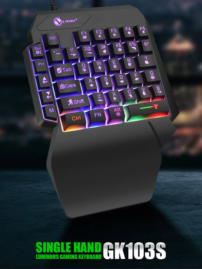 Mechanical one-handed light game wired keyboard, radium engraving characters, engineering hand support