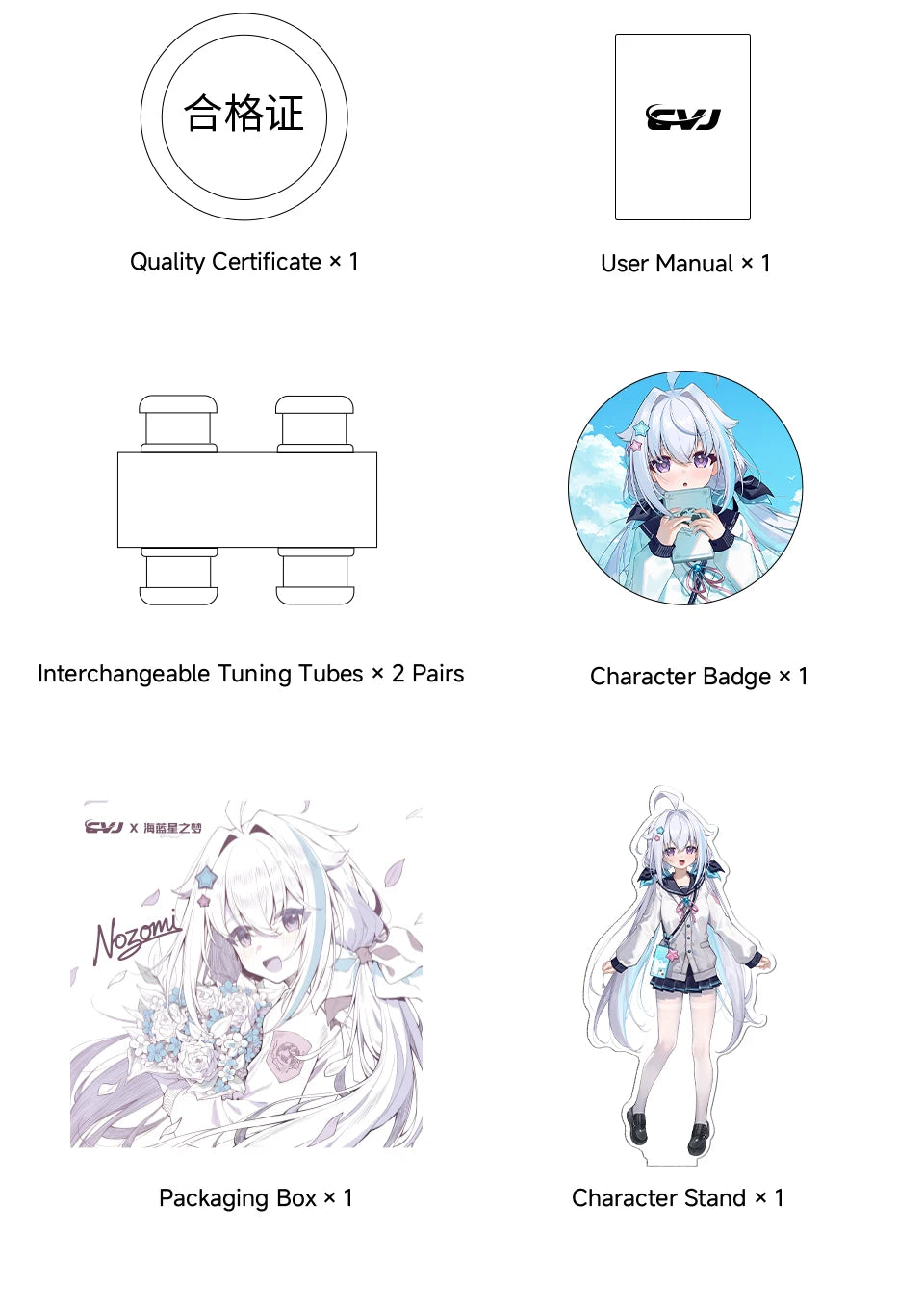CVJ NOZOMI 2DD+1PD New Planar In-Ear Earphones Interchangeable Panel Nozzle 3 Unit Earbuds for Music And Gaming