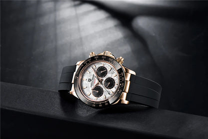 PAGANI DESIGN V2 40MM Reloj de cuarzo para hombre con esfera de meteorito, cristal de zafiro, cronógrafo retro y resistente al agua