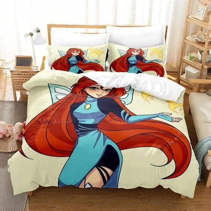 Anime W-Winx Clubs Duvet Cover Pillowcase Bedding Set Adult Boy Girl Bedroom Decoration Children Gift Single Double Large Size