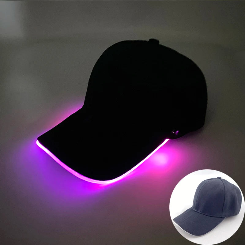 Fashion Glowing Baseball Cap LED Light Up Hip Hop Hat Bar Club Props Fluorescent Hat Men Women DJ Dance Supplies Costume
