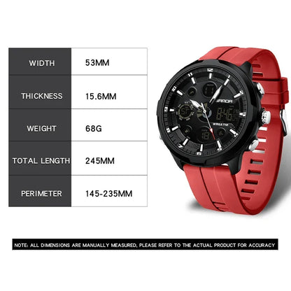 SANDA 9053 G Montres de sport militaires pour homme Montre numérique de luxe Montre-bracelet à quartz étanche jusqu’à 50 m pour homme Relogios Masculino