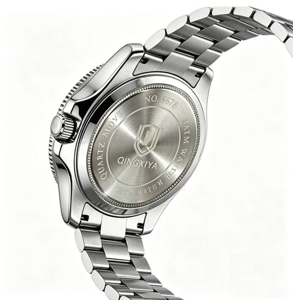 QINGXIYA Montres de luxe à quartz pour homme en acier inoxydable, étanches, avec date luminescente, montre-bracelet pour homme, reloj hombre