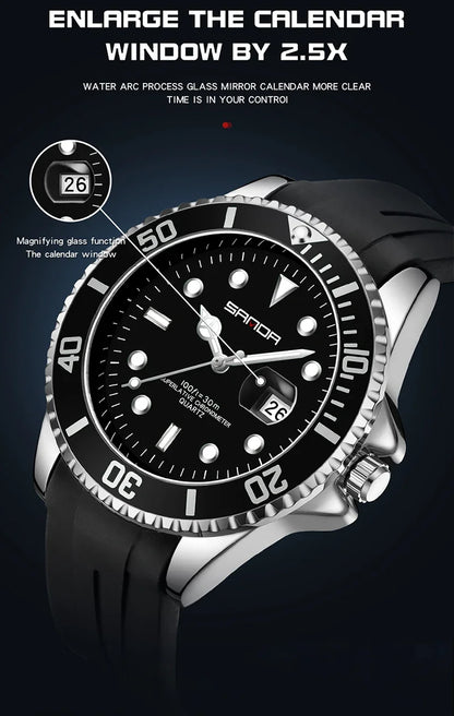 SANDA 7018 Montre à quartz pour homme très vendue Montres de sport pour homme Montre de luxe étanche en silicone Montre à quartz pour homme Relogio Masculino