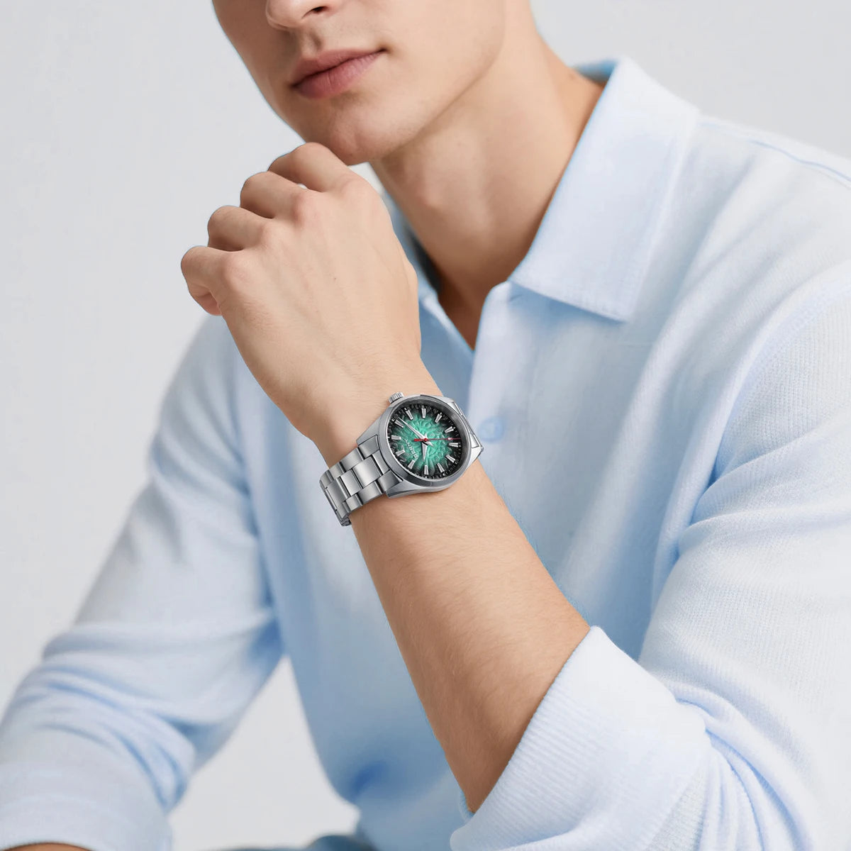 Orologio da uomo BERNY – Orologio al quarzo, vetro zaffiro, lancette luminescenti, impermeabile fino a 10 ATM, interamente in acciaio inossidabile – Stile elegante e casual, ideale per l’uso quotidiano o per le occasioni professionali