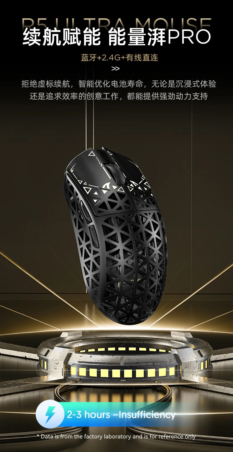ATTACK SHARK R5 Tri-mode Ultra Wireless Gaming Mouse Carbon Fiber 8K ,PAW3950MAX ,8000Hz Wireless Polling Rate, DPI up to 42000