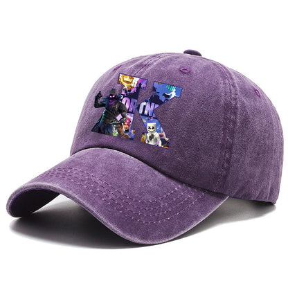 Fortnite A-Z Letter Adult Baseball Cap Men Women Adjustable Hat Washed Denim Retro Hip Hop Sun Hat Outdoor Sports Accessory Gift
