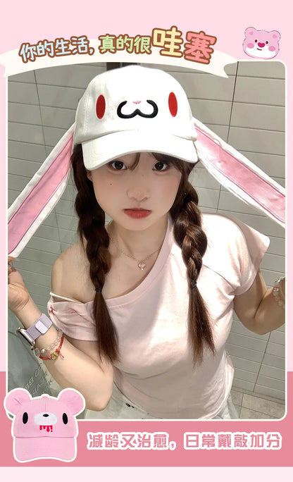 2025 NEW CUTE Long Rabbit Ear Hat Y2K Style Denim Blue Baseball Cap Fashion Hip-Pop Cap Couple Birthday Gifts