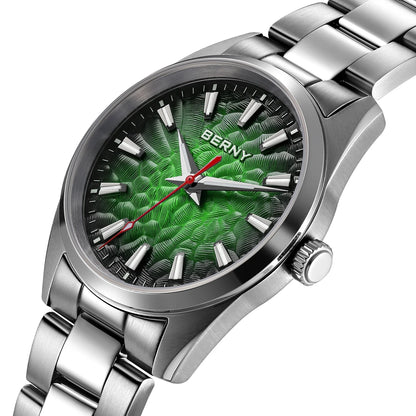 Orologio da uomo BERNY – Orologio al quarzo, vetro zaffiro, lancette luminescenti, impermeabile fino a 10 ATM, interamente in acciaio inossidabile – Stile elegante e casual, ideale per l’uso quotidiano o per le occasioni professionali