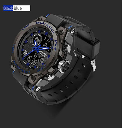 SANDA Montres de luxe haut de gamme pour homme, montre militaire, montre-bracelet sportive étanche, montre à double affichage, Relogio Masculino