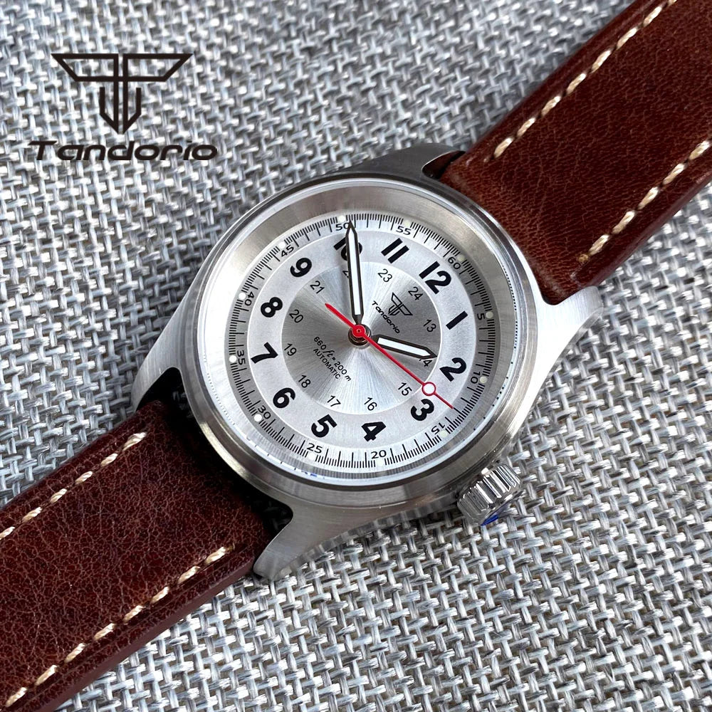 Tandorio 36mm Fashion 20BAR automatische Taucher- und Pilotenuhr für Herren und Damen, NH35/PT5000/Miyota8215 Uhrwerk, Saphir-Armbanduhr, grüne Leuchtmasse