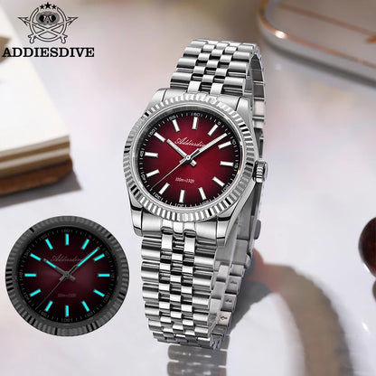 Orologio da uomo ADDIESDIVE AD2073 nuovo, vetro zaffiro, 36mm, VH31, quadrante sunburst, quarzo, impermeabile 10Bar, da immersione, luminoso
