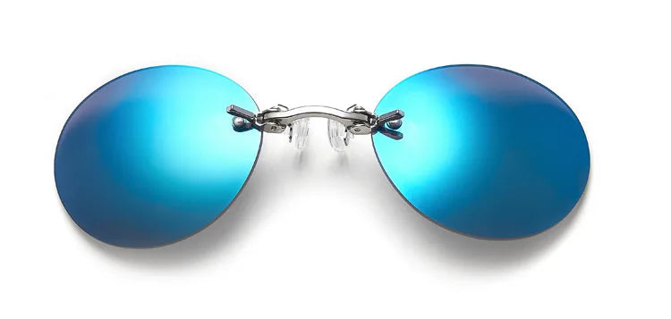 Runde randlose Sonnenbrille für Herren Matrix Morpheus Herren-Klassiker mit Nasenklammer Mini-Brille ohne Rahmen Marken-Designbrille UV400