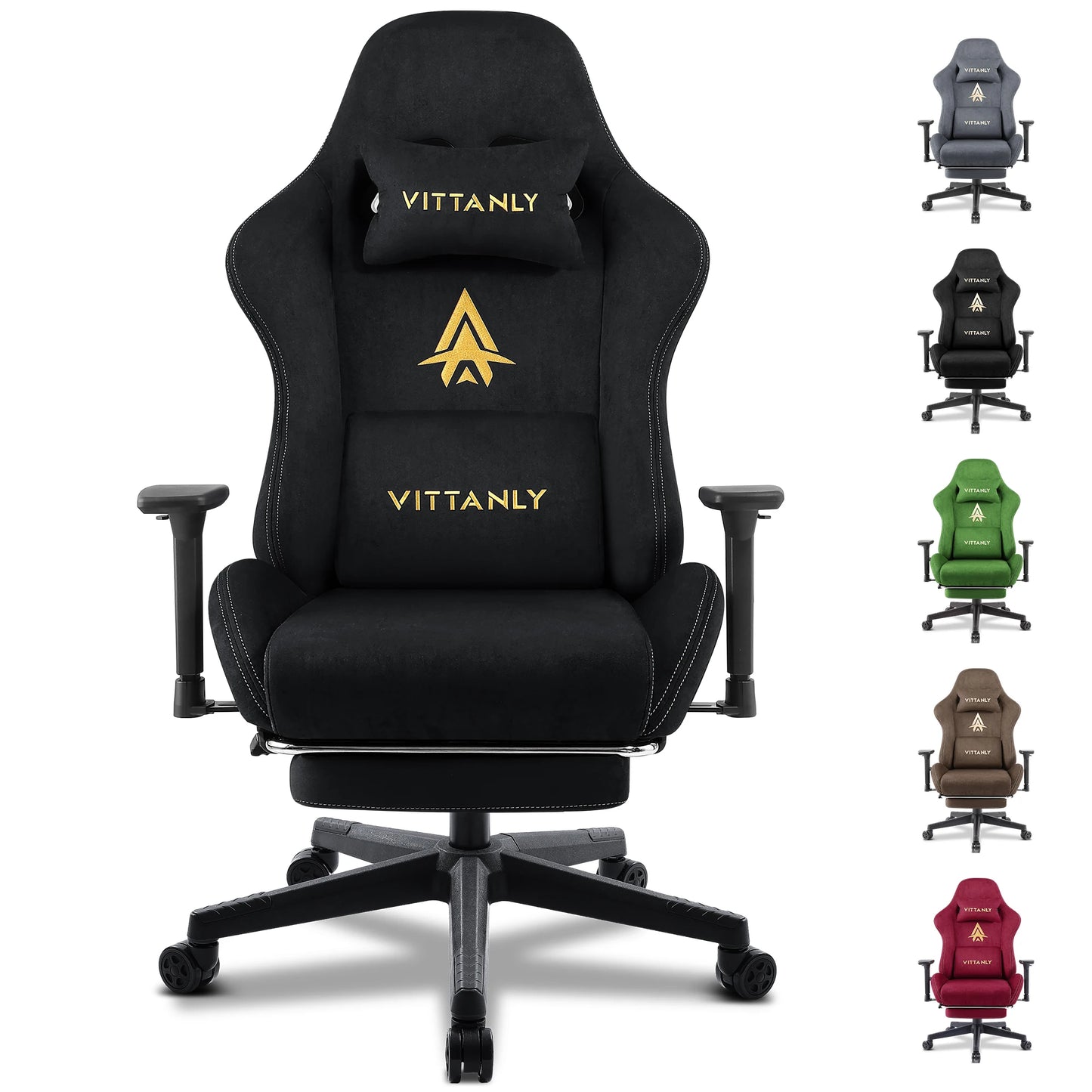 HAPIHAPPY Fashion Gaming Chair Genuine Computer Office Chair with Pocket Spring Cushion Linkage Armrests and Footrest Game Chair