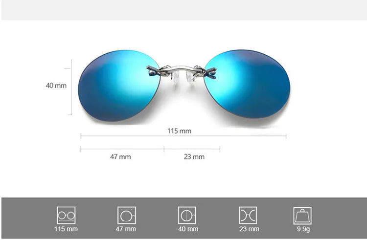 Runde randlose Sonnenbrille für Herren Matrix Morpheus Herren-Klassiker mit Nasenklammer Mini-Brille ohne Rahmen Marken-Designbrille UV400