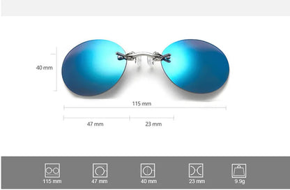 Runde randlose Sonnenbrille für Herren Matrix Morpheus Herren-Klassiker mit Nasenklammer Mini-Brille ohne Rahmen Marken-Designbrille UV400