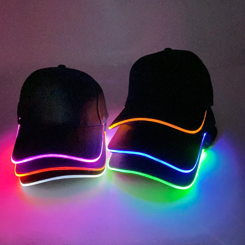 Fashion Glowing Baseball Cap LED Light Up Hip Hop Hat Bar Club Props Fluorescent Hat Men Women DJ Dance Supplies Costume