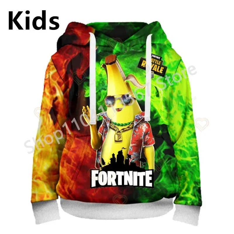 Llama Battle Royale F-Fortnited hættetrøjer med 3D-print til mænd, kvinder og børn, sweatshirts til drenge og piger, streetwear-pullover, grønne overdele
