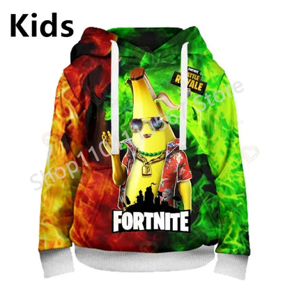 Llama Battle Royale F-Fortnited hættetrøjer med 3D-print til mænd, kvinder og børn, sweatshirts til drenge og piger, streetwear-pullover, grønne overdele