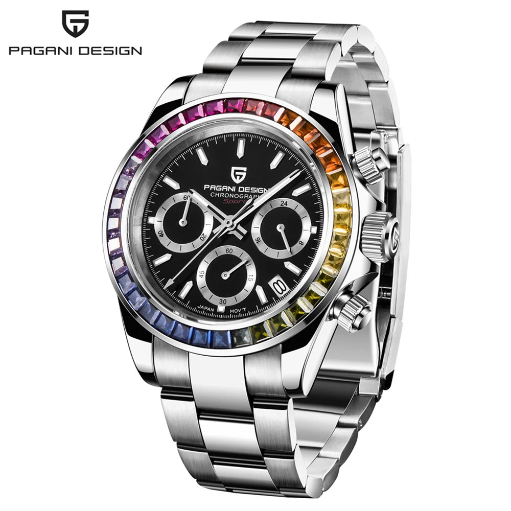 Orologio cronografo da uomo PAGANI DESIGN – Orologio da polso al quarzo di lusso, luminescente e impermeabile.