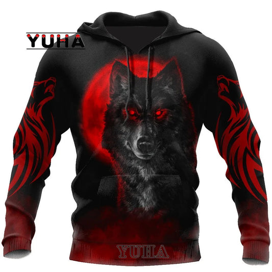 Wolf 3D Printed Hoodies Unisex Cool Pullover Animal Graphic Sweatshirt Men's Streetwear