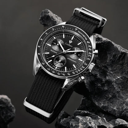 CADISEN Neue Herrenuhren Luxuriöse Quarz-Armbanduhr für Herren Saphirglas mit AR-Beschichtung Canvas VK68 Speed Chronograph Automatik