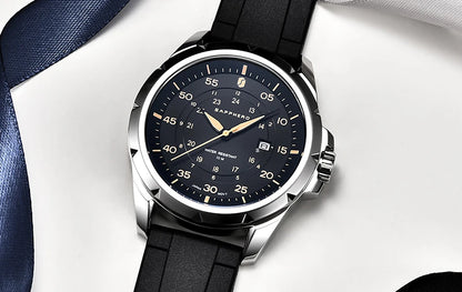 Orologio da uomo SAPPHERO – Orologio al quarzo di lusso, impermeabile fino a 50 m, dotato di un meccanismo importato e di una cassa in acciaio inossidabile – Un’idea regalo ideale per l’uomo.