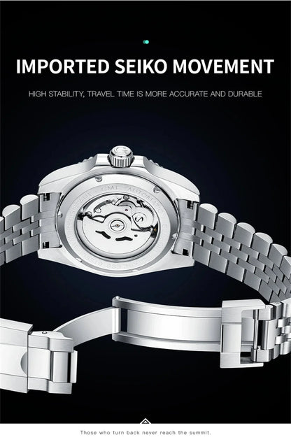 Orologio da uomo GUANQIN GMT 2025, nuovo orologio automatico da uomo NH34, meccanico da polso, vetro zaffiro, acciaio inox, per mancini