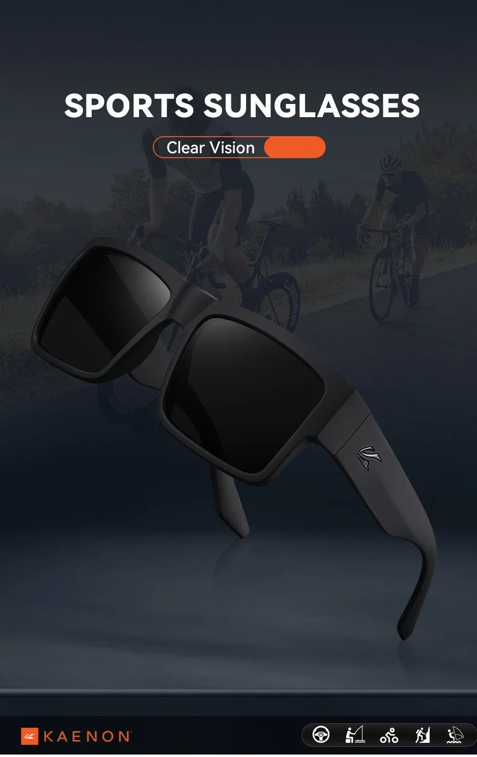 KAENON Fashion Square Versatile Polarized Sunglasses Men Women Sports Fishing Driving Sun Glasses UV400 Eyewear