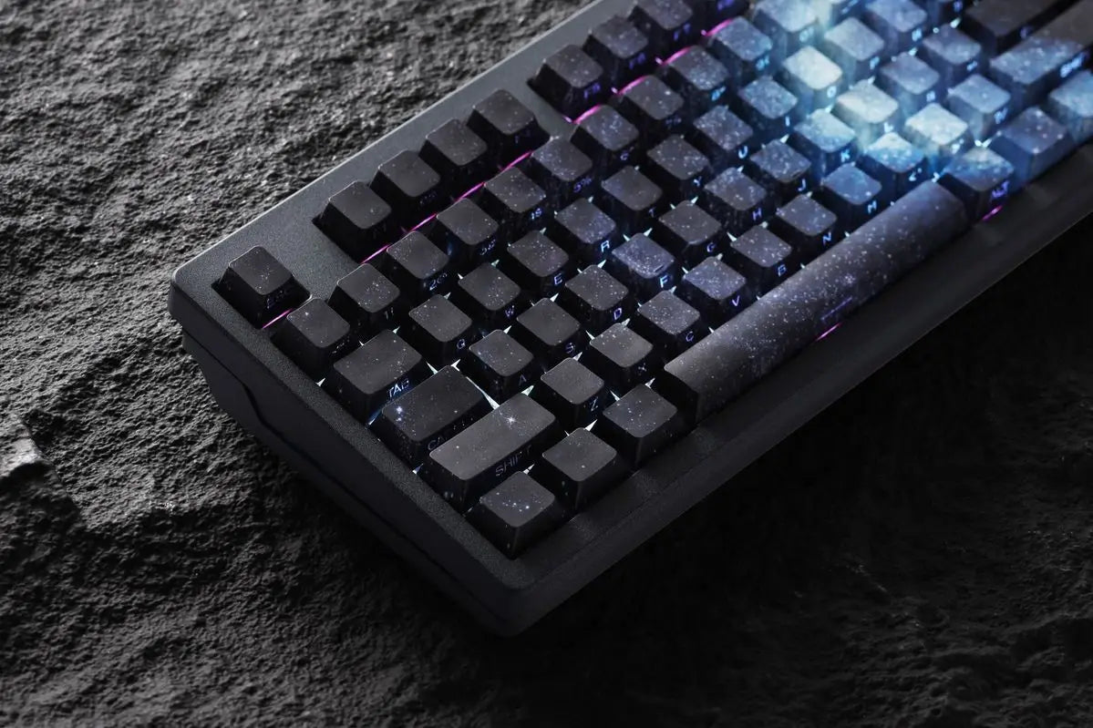 Purple Galaxy Gradient Side Carving Transparent Cherry Keycap PBT 135 Key Compatible with 60/64/84/98/108 Mechanical Keyboard