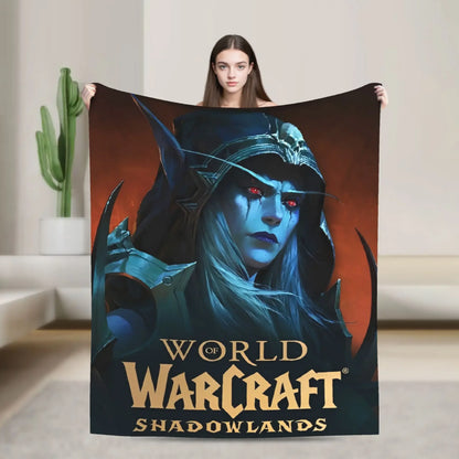 WOW World of Warcraft Arthas Retro Game Flannel Blanket Super Warm Throw Blanket for Bedroom Camping Bedspread Sofa Bed Cover