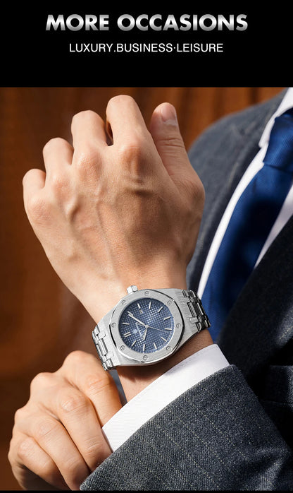 Montre à quartz carrée de luxe PAAZOMU pour homme, étanche, avec date luminescente, montre pour homme en acier inoxydable, montres d'affaires pour homme
