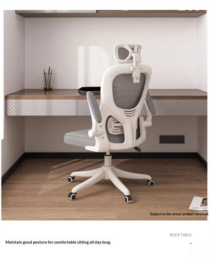 Ergonomic Office Chair Adjustable Lumbar Support Mesh High Back Swivel Computer Gaming Chair Reclining Armrest White Black