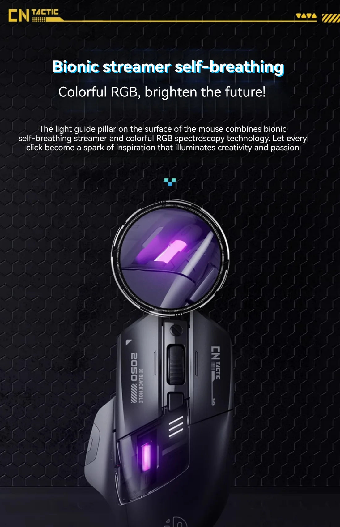 Inphic A9 Explorer V2 Three-mode Gaming Mouse Indicator DPI Adjustable Macro-driver Ergonomics 12000DPI   1000Hz rate of return